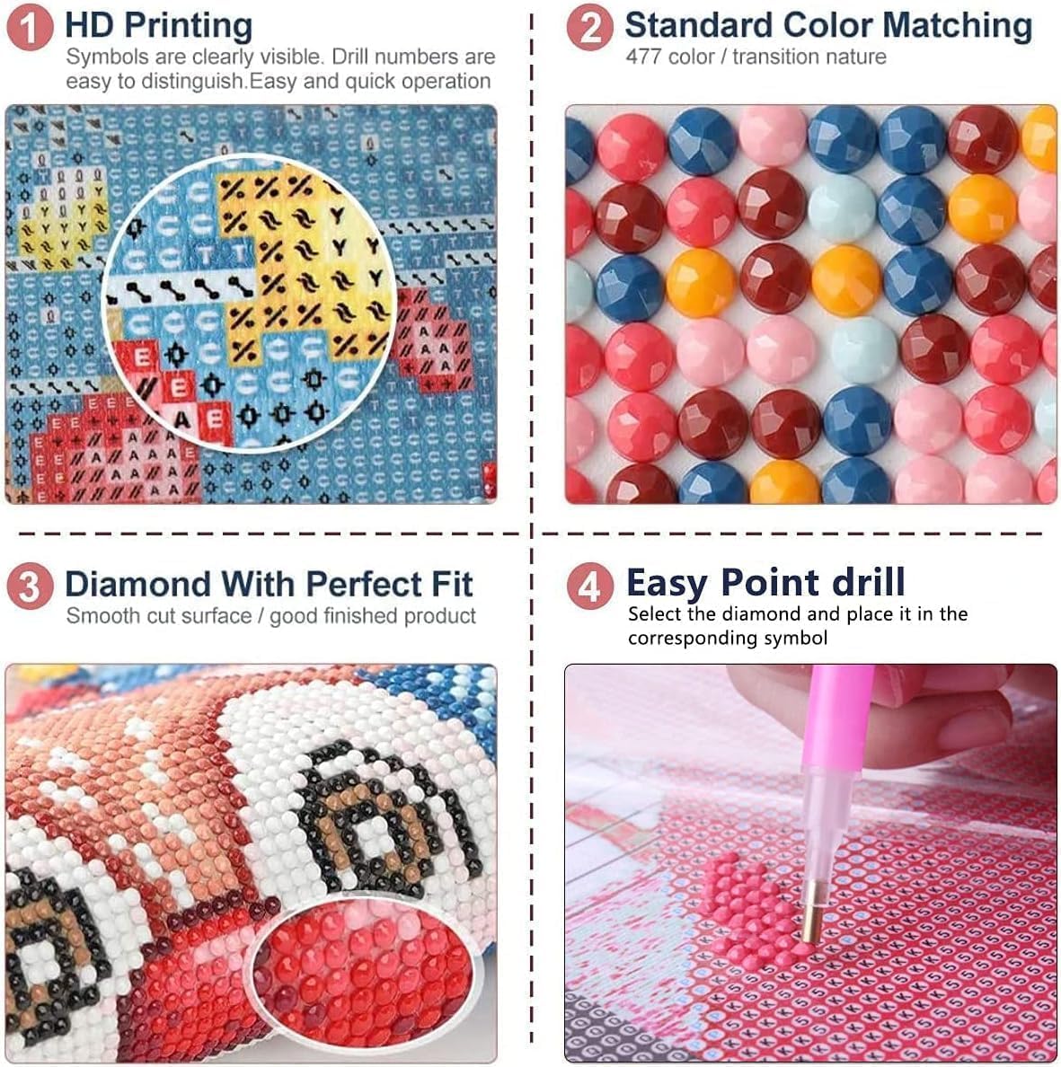 DAZZLEDOTS Kits de arte de diamantes para adultos, paquete de 3 kits de pintura de diamantes de Halloween para principiantes, calavera, redondo, 5D, puntos de diamante, manualidades para decoración de