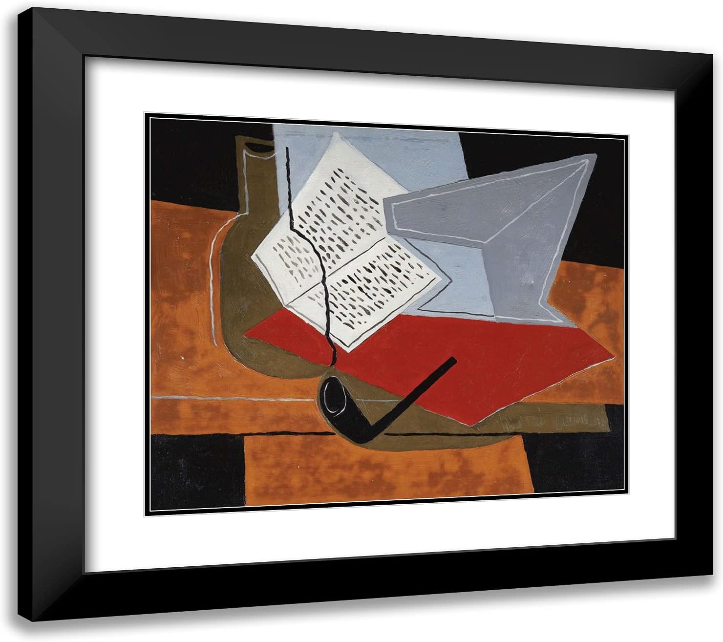 ArtDirect Gris, Juan 23x20 Gold Ornate Framed Art Print with Double Matting Titled: Bowl and Book