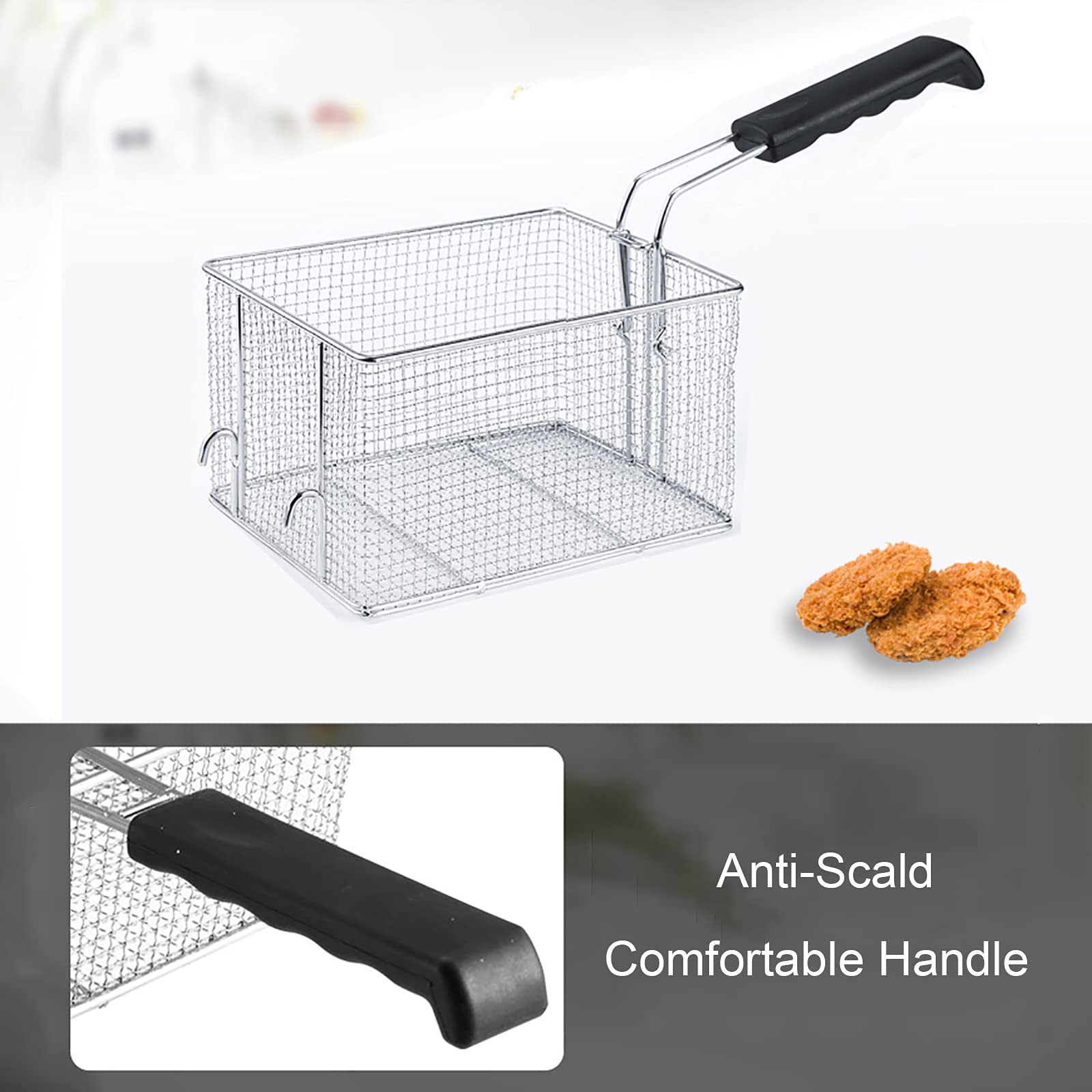 Friggitrice elettrica professionale da banco in acciaio inox da 4L/6L, vasca singola con cestello e coperchio, per uso industriale e domestico