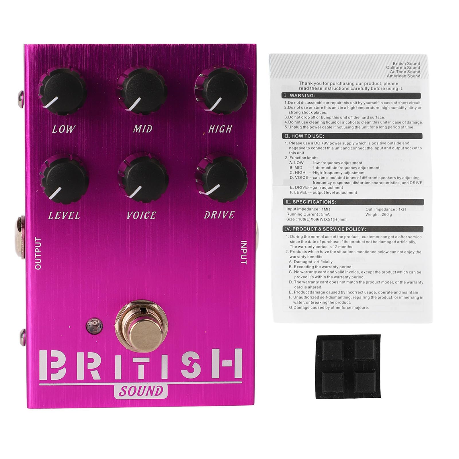 Pedale Overdrive Per Chitarra Elettrica | Effetti Analogici Vintage 4-in-1