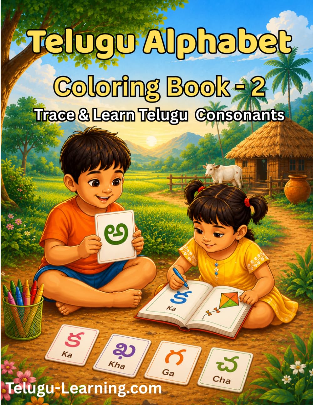 Telugu Alphabet Coloring Book - 2: Trace & Learn Telugu Consonants
