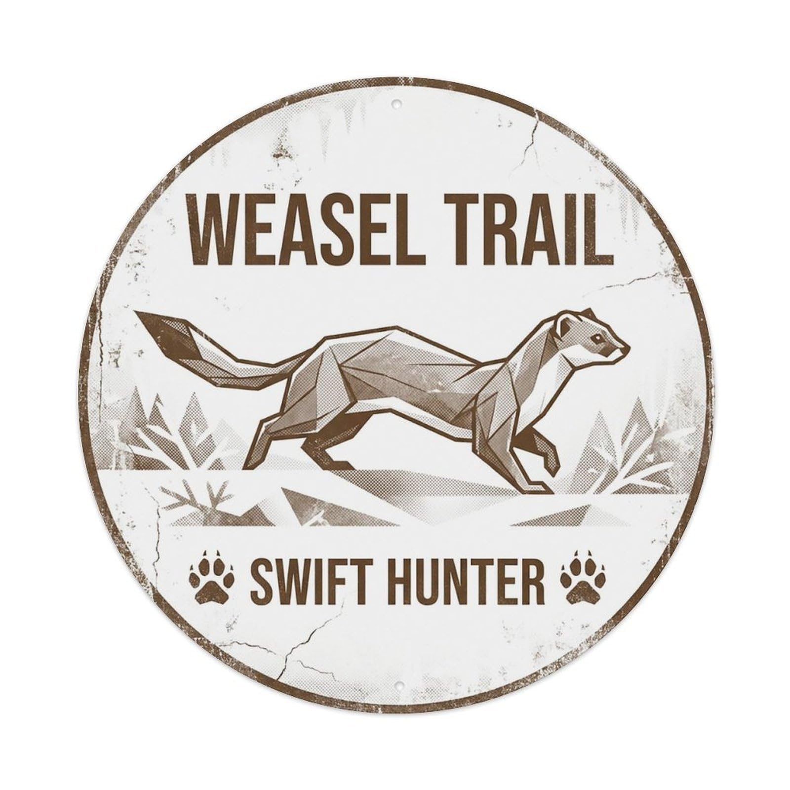 Cxhjca 8X8inch(20X20cm) Weasel Trail Swift Hunter Metal Tin Sign