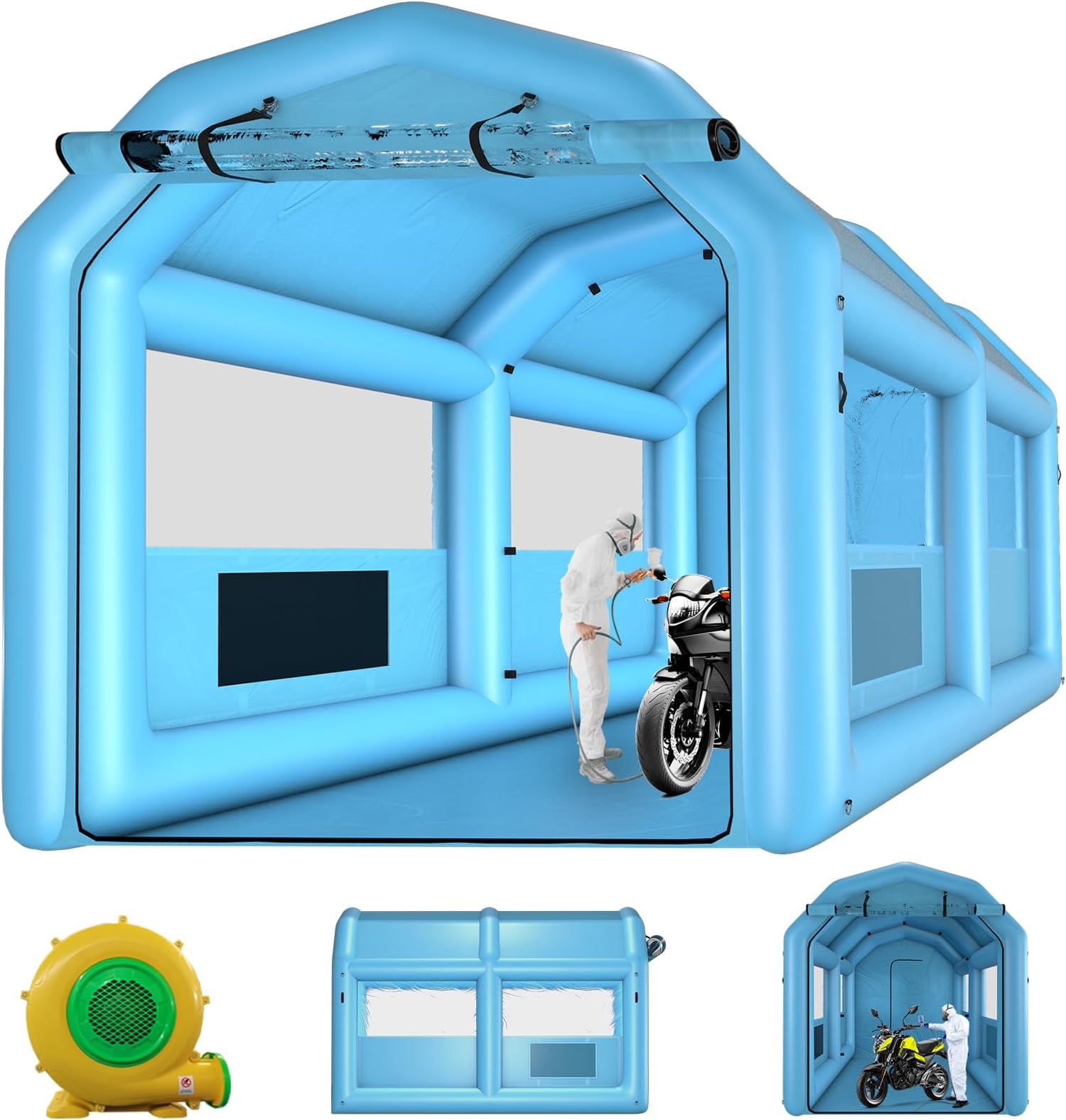 XHYCPY Inflatable Spray Booth 13.5 x 8.5 x 8.5ft Portable Inflatable Paint Booth Tent with 750W Blower for DIY Spray Car Parts Painting