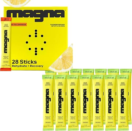 MAGNA Paquete de mezcla de bebidas en polvo de electrolitos  sabores de limonada de té y lima limón, 42 porciones  Hidratación, energía y apoyo de