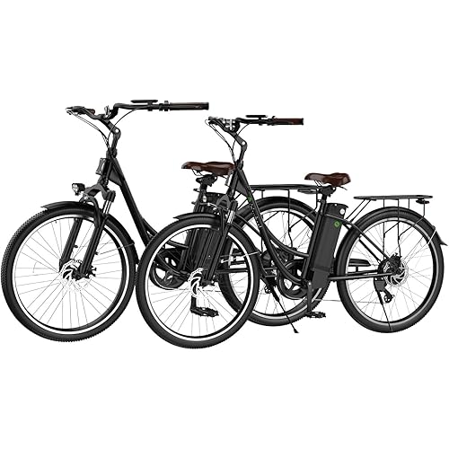 isinwheel M10 Electric Bike Adult 500W, 26" Commuting Electric Mountain Bike 20MPH Max Range 55+ Miles, Removable Battery, Professional 35-Speed, Front Fork Suspension Lightweight Electric Bicycle