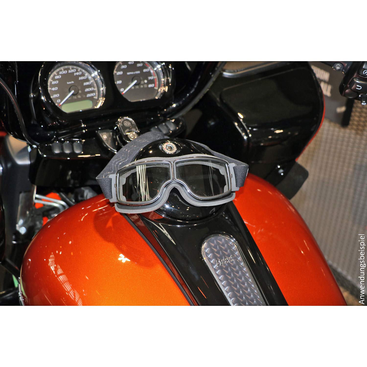 PiWear Nevada klar selbsttönend | retro Motorradbrille für Brillenträger Überbrille Schutzbrille für Oldtimer winddicht UV400