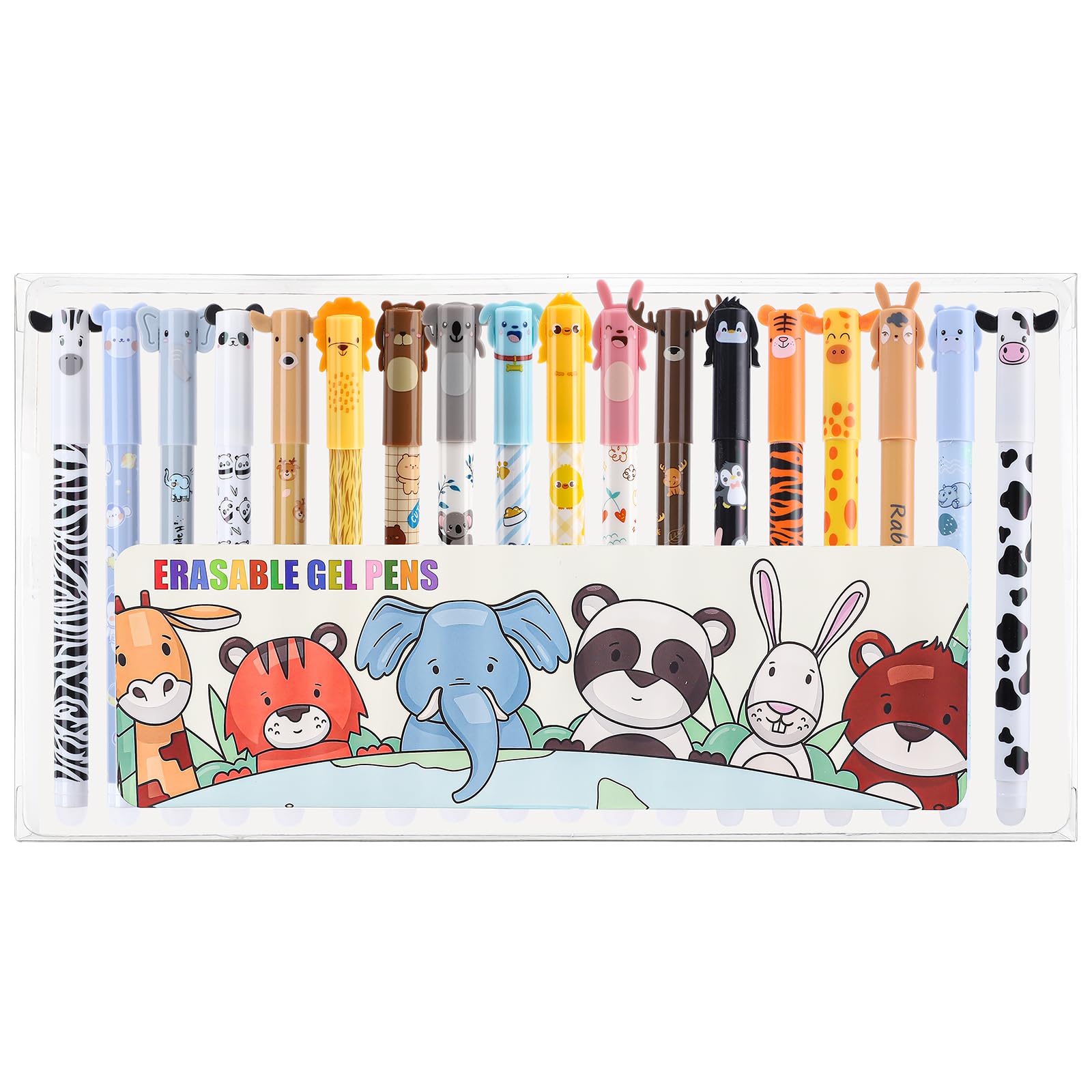 Thboxes 18 Stück Radierbarer Kugelschreiber, 0,5mm, Gelstifte mit Farbtinte Tiermotiven, Tintenroller,Geeignet als zu Ostern, Abschlussgeschenk, für Schule & Bürobedarf