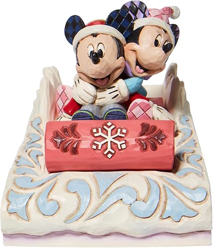 Miniatura 3 de Enesco Disney Traditions by Jim Shore - Figura de trineo de Mickey y Minnie Mouse Sweethearts, 4.5 pulgadas, multicolor