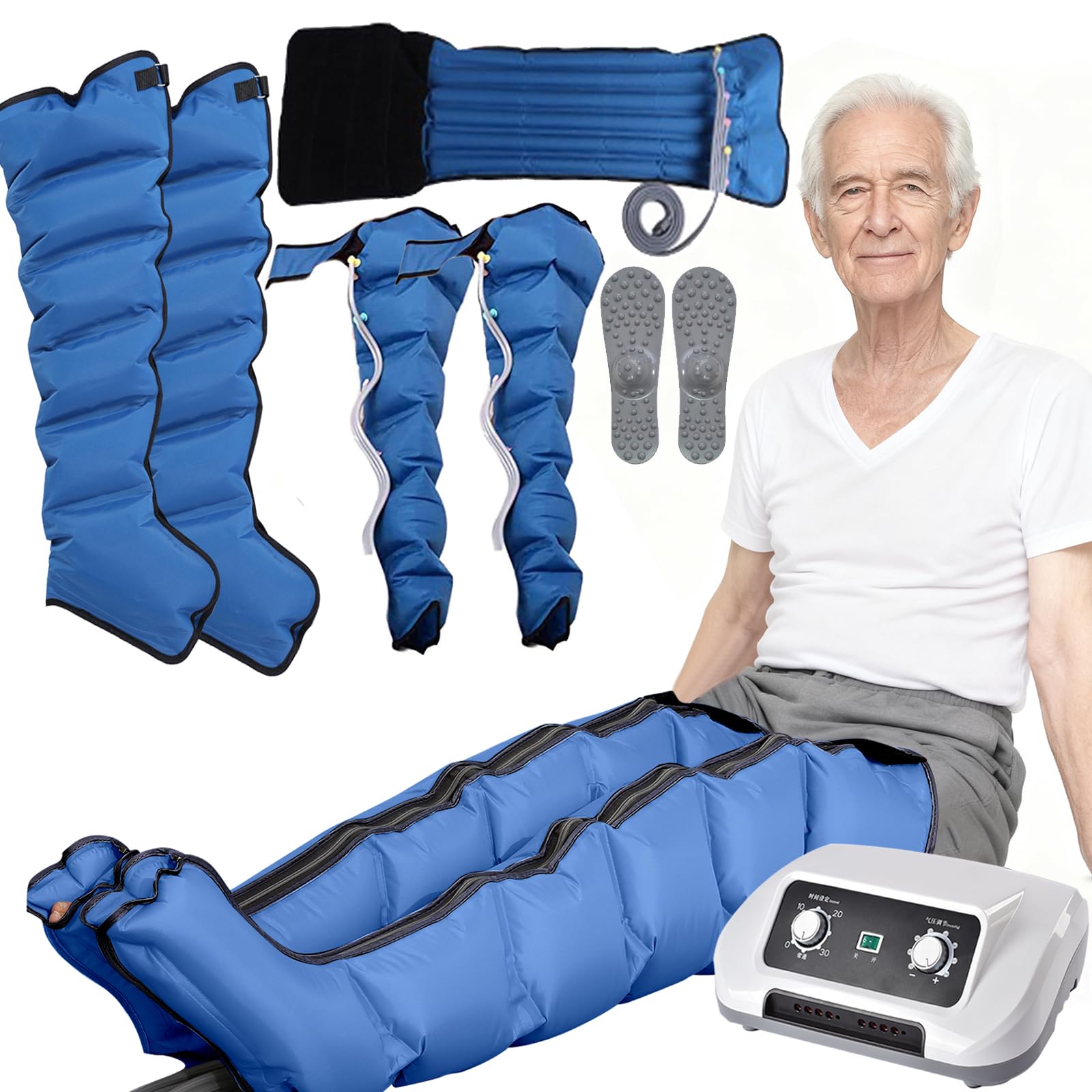 Pressoterapia Linfodrenaggio Gambe 6 Camere d'Aria Pressoterapia per Casa Professionale Massaggiatore Gambe, Presso Terapia Gambe Linfodrenante Massaggio Gambe Circolazione Gambe