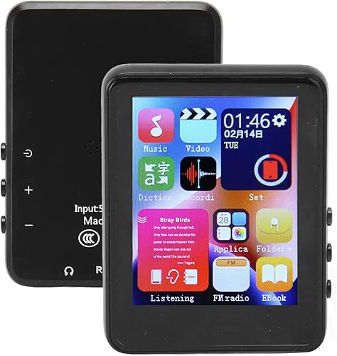 Reproductor de MP3 con Bluetooth, 4GB 2.4 pulgadas HD Full MP3 MP4 Reproductor de música portátil con radio FM, libros electrónicos, grabadora de