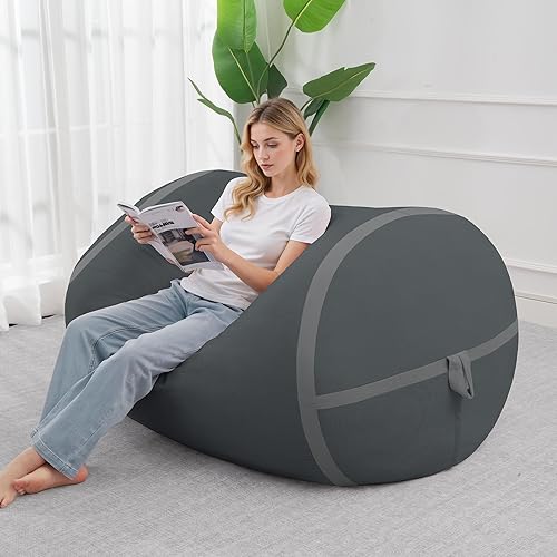 Miniatura 131 de HABUTWAY Puf gigante de 2 pies para adultos, con relleno de espuma viscoelástica, puf grande con funda de terciopelo holandés extraíble para sala de