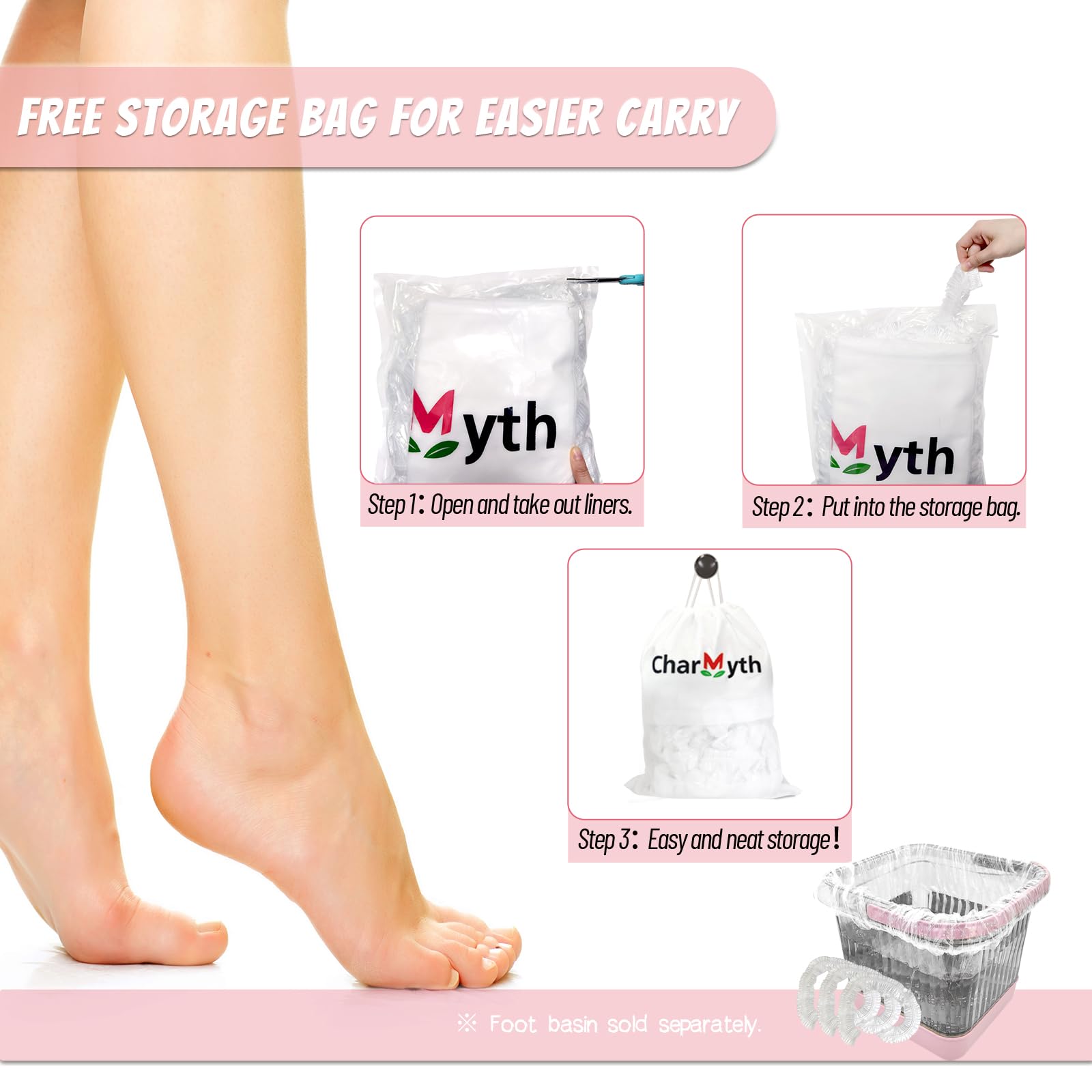 Charmyth Disposable Pedicure Bath Liners - Clear PE Spa Liners