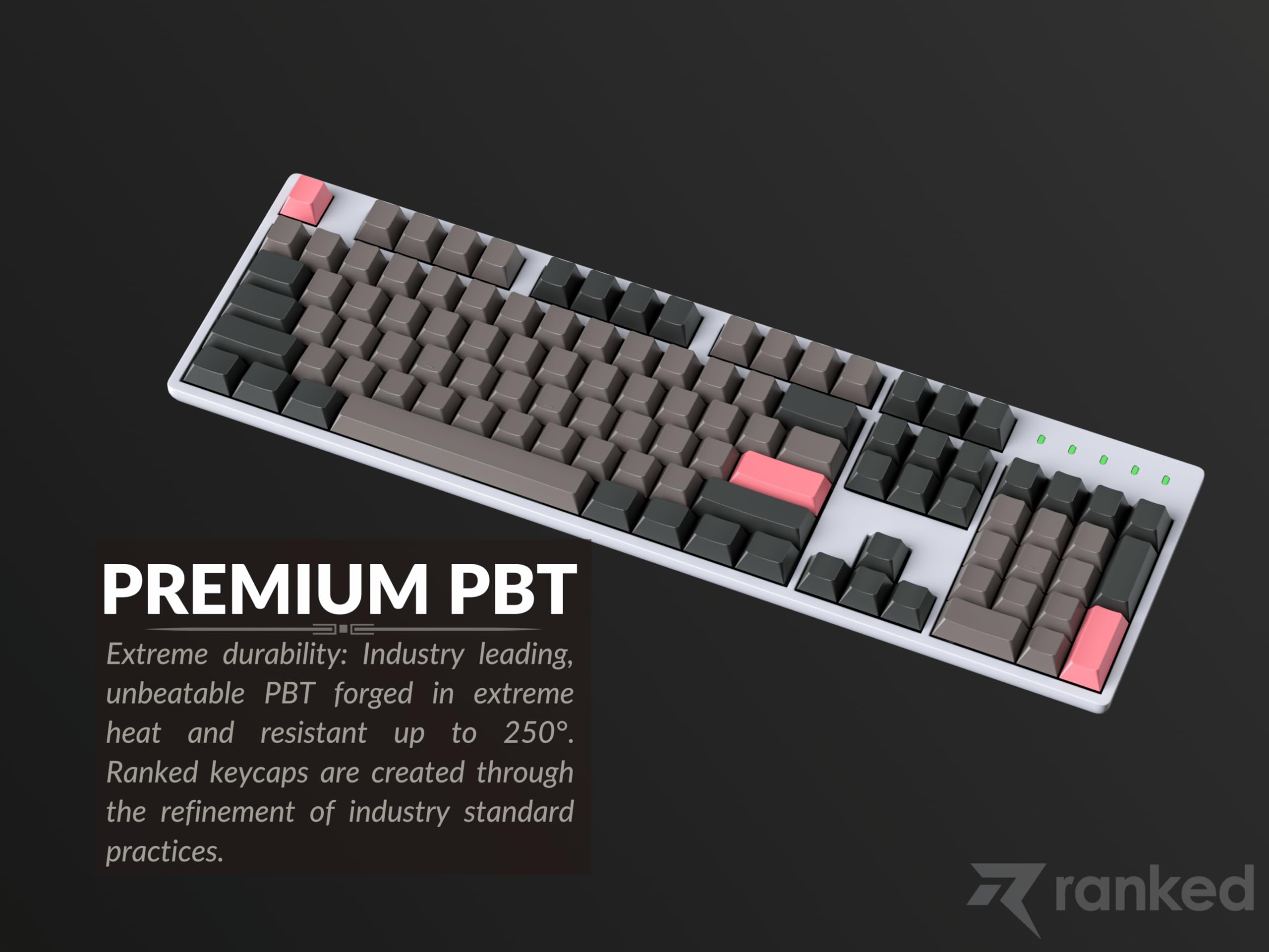Ranked Set de Touches Vierges | 1.4 mm Thick PBT | Profil Cherry pour Clavier Mécaniques (Dolch, 139 Touches)