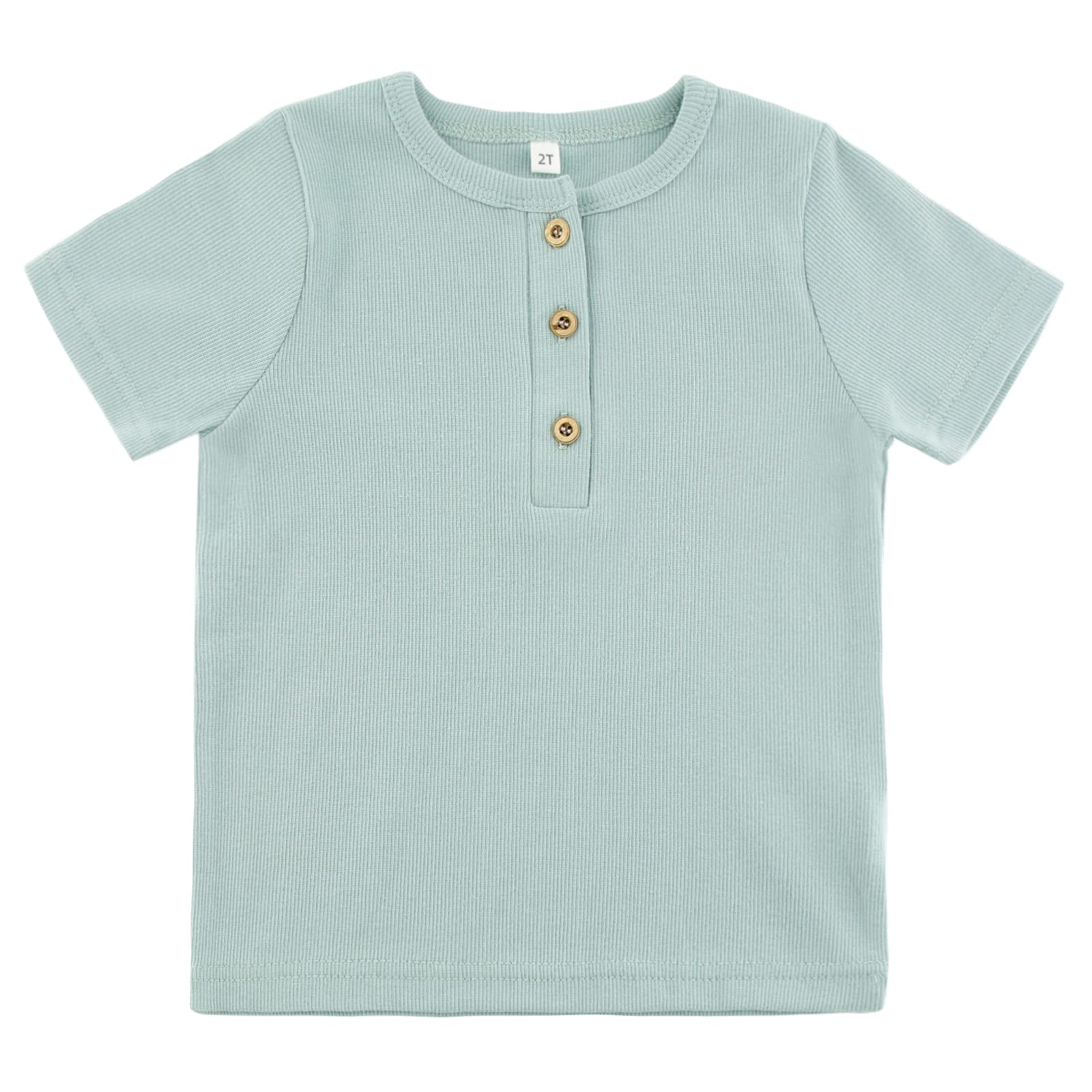 KISBINI Boys Henley T-Shirts Solid Short Sleeve Casual Tops Tees for Toddler Kids