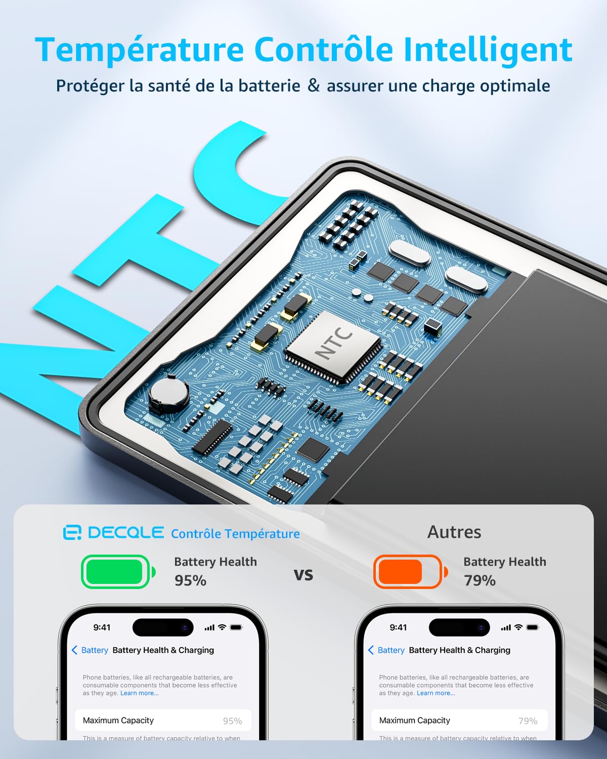“Air” Batterie Externe Magnétique sans Fil Ultra Mince 5000mAh, Compatible avec MagSafe, Coque Rechargeable Batterie Externe, Uniquement pour Les Séries iPhone 17/16/15/14/13/12 (Gris)