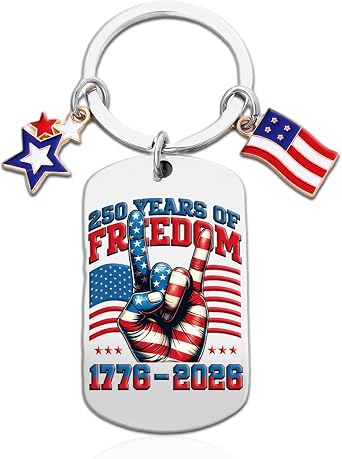 America 250 USA Keychain, American 250th Anniversary Metal Keychain, 4th of july 1776-2026 Patriotic Commemorative Keyring for Men Merchandise
