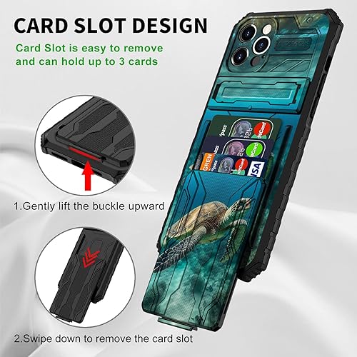 Miniatura 4 de CGFGHHUY Funda tipo cartera para iPhone 13 Pro Max con soporte para tarjeta de crédito y soporte de doble capa de policarbonato duro de PC suave TPU