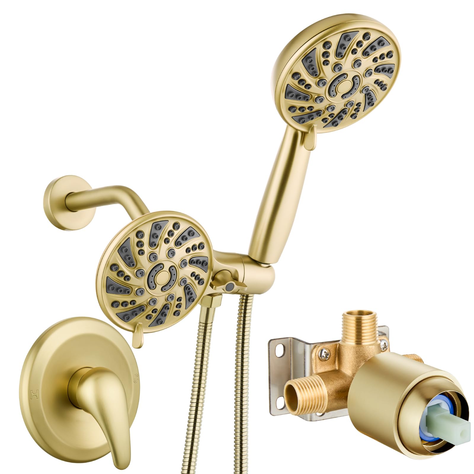 Pommeau de douche haute pression or brossé gotonovo ensemble mitigeur de luxe 6 modes