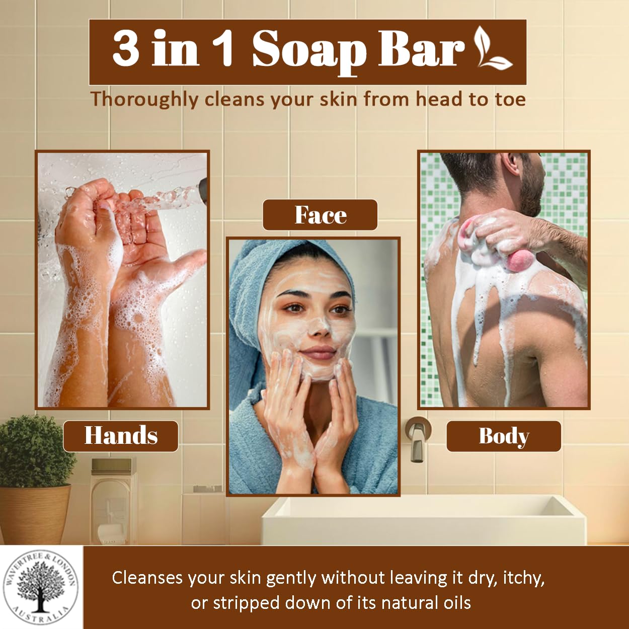 Wavertree & London Trio Gift Box (3 Bars) - 7oz Lemon Myrtle, Goats Milk, Sandalwood Patchouli Scented Moisturizing Triple Milled Natural Soap Bars - Pure Plant Oil Soap Bars for All Skin Types - Image 5