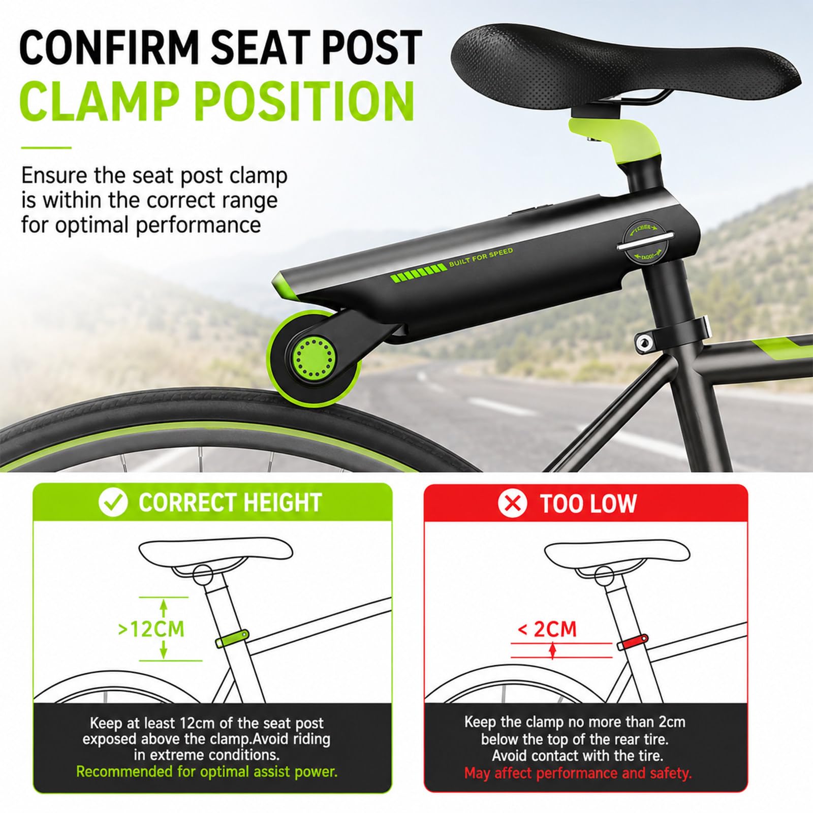 Booster di Assistenza Elettrica per Bicicletta 25 Km/H, Autonomia 50 Km, unità di Trazione Portatile, 4 modalità di Assistenza, per Uso Quotidiano E Tempo Libero