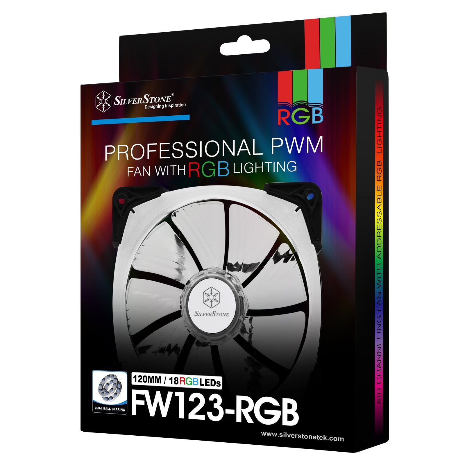 SilverStone Technology PWM 120mm RGB Fan with Dual Ball Bearing and 18 LEDs for Increase Brightness (SST-FW123-RGB)