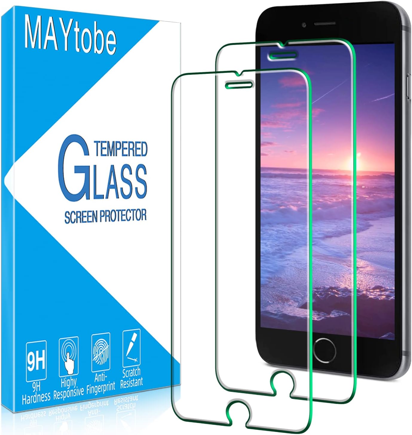 [2 Pack Designed For iPhone SE 2020, iPhone 8, 7, 6s, 6 Screen Protector Temperer Glass, Case Friendly, Bubble Free, Easy to Install