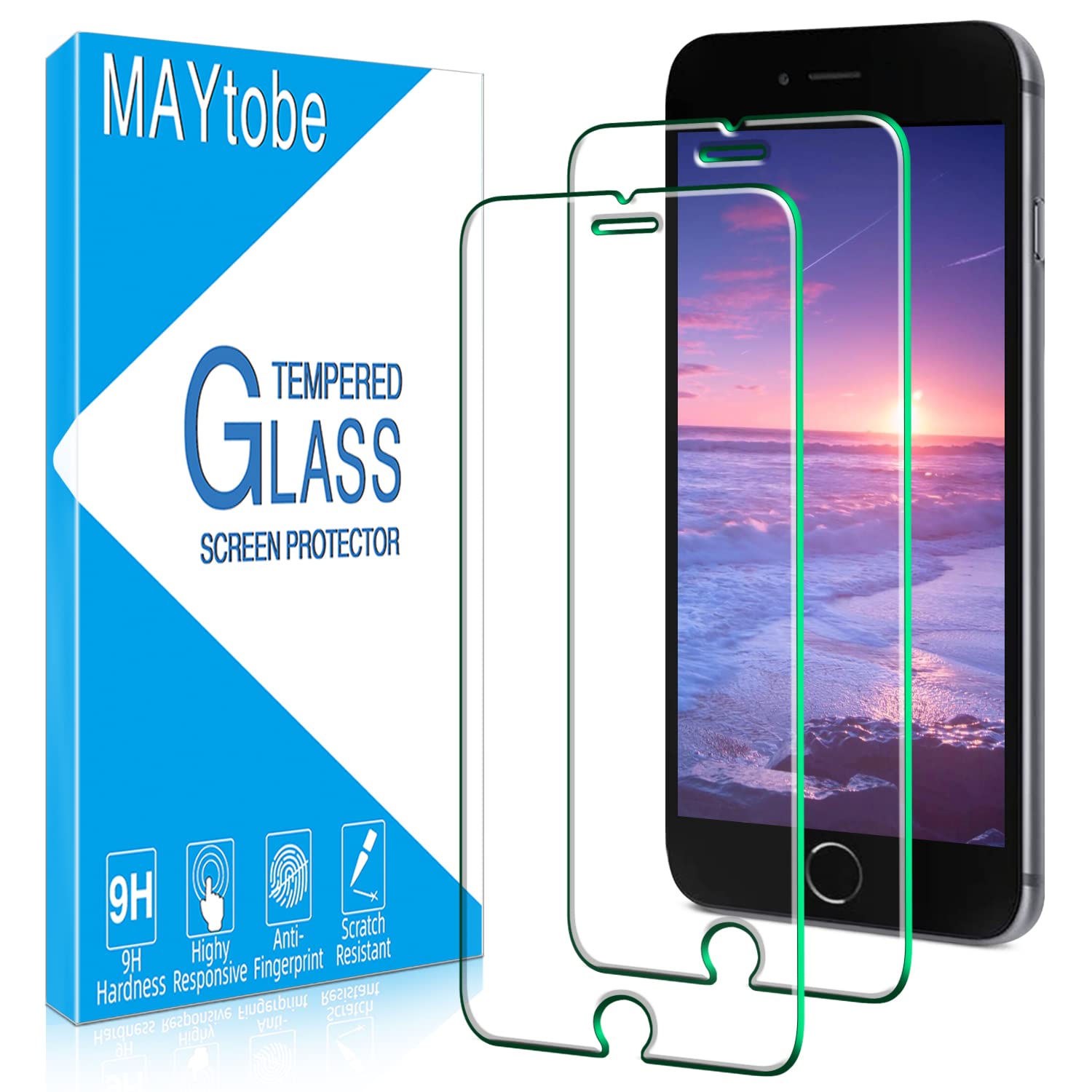 MAYtobe [2 Pack] Designed For iPhone SE 2020, iPhone 8, 7, 6s, 6 Screen Protector Temperer Glass, Case Friendly, Bubble Free, Easy to Install