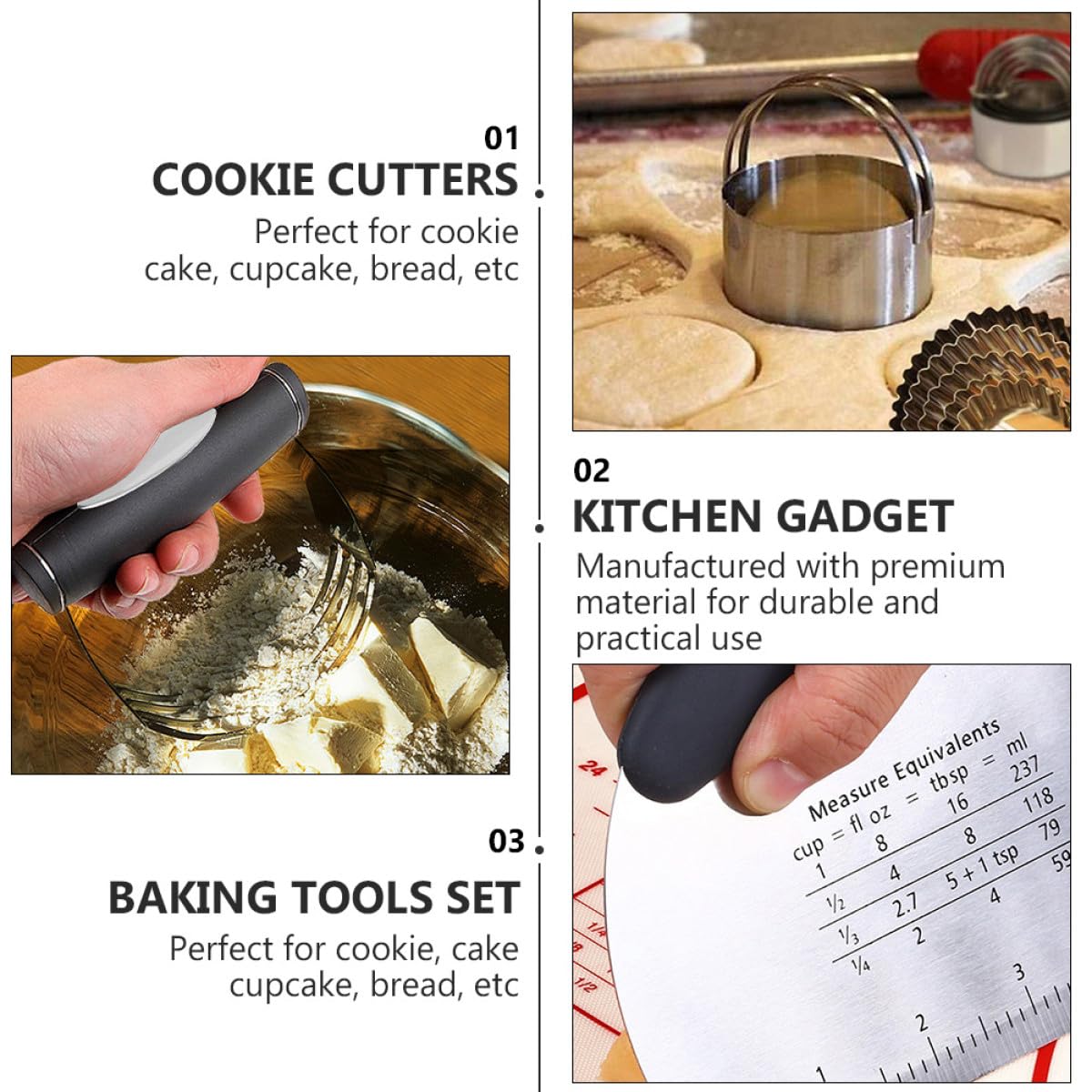 Ausstechform aus Edelstahl zum Kuchen und Plätzchen Backen Küchenhelfer mit Schneidefunktion und Teigschaber für Backzubehör in Silber