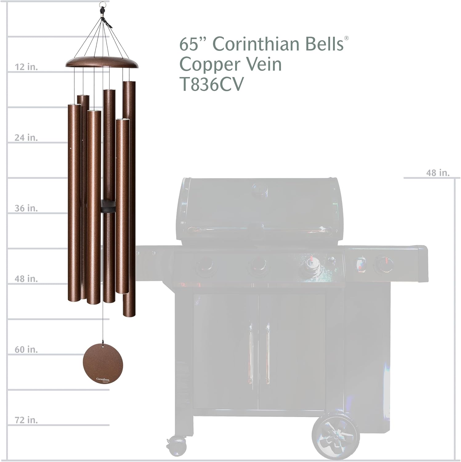 65" Copper Vein Aluminum Wind Chime for Outdoor Decor