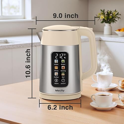 Miniatura 9 de Mecity Electric Kettle 1.7L Touch Screen Temperature Control Water Boiler, No Plastic Contact with Water. 6 Presets For Tea and Coffee, 2 Hours Keep