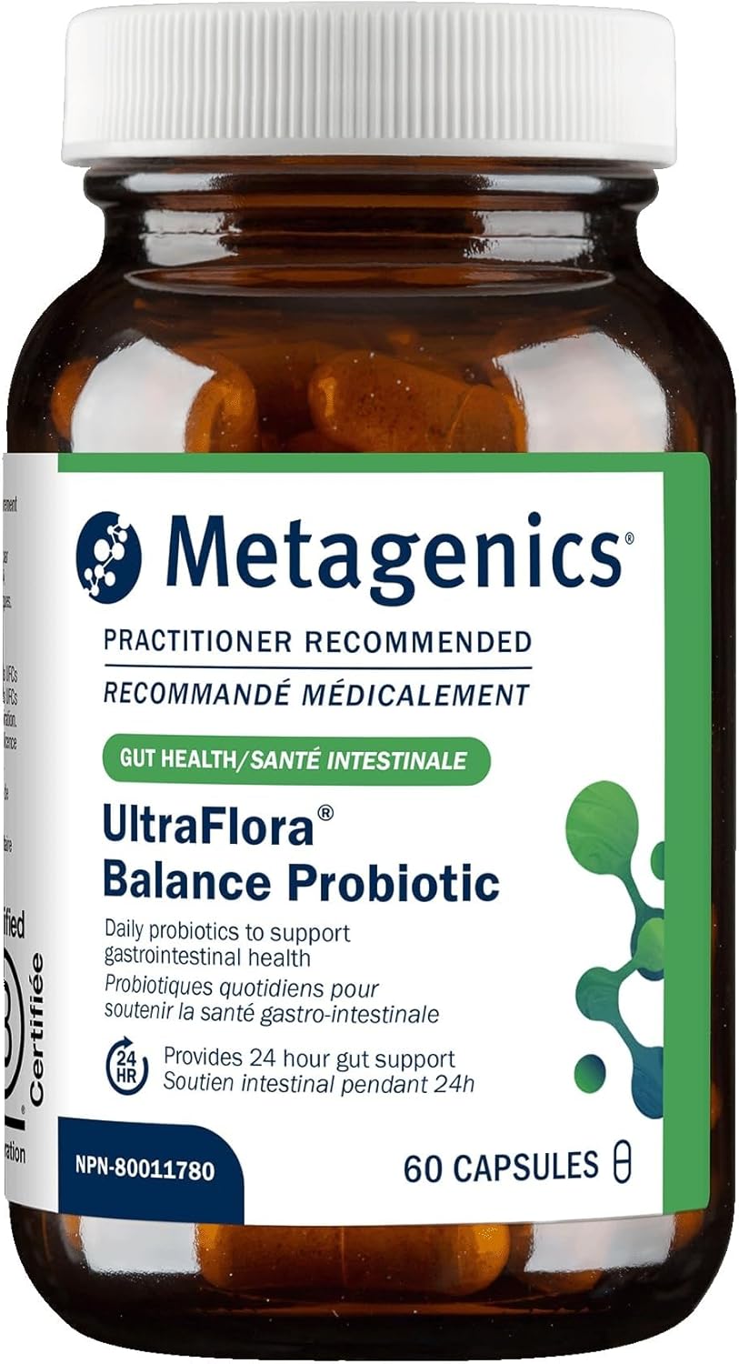 Metagenics UltraFlora Balance Probiotic - Shelf-Stable Daily Gut Health Supplement for Digestive & Immune Support* - Non-GMO & Gluten-Free - 60 Capsules