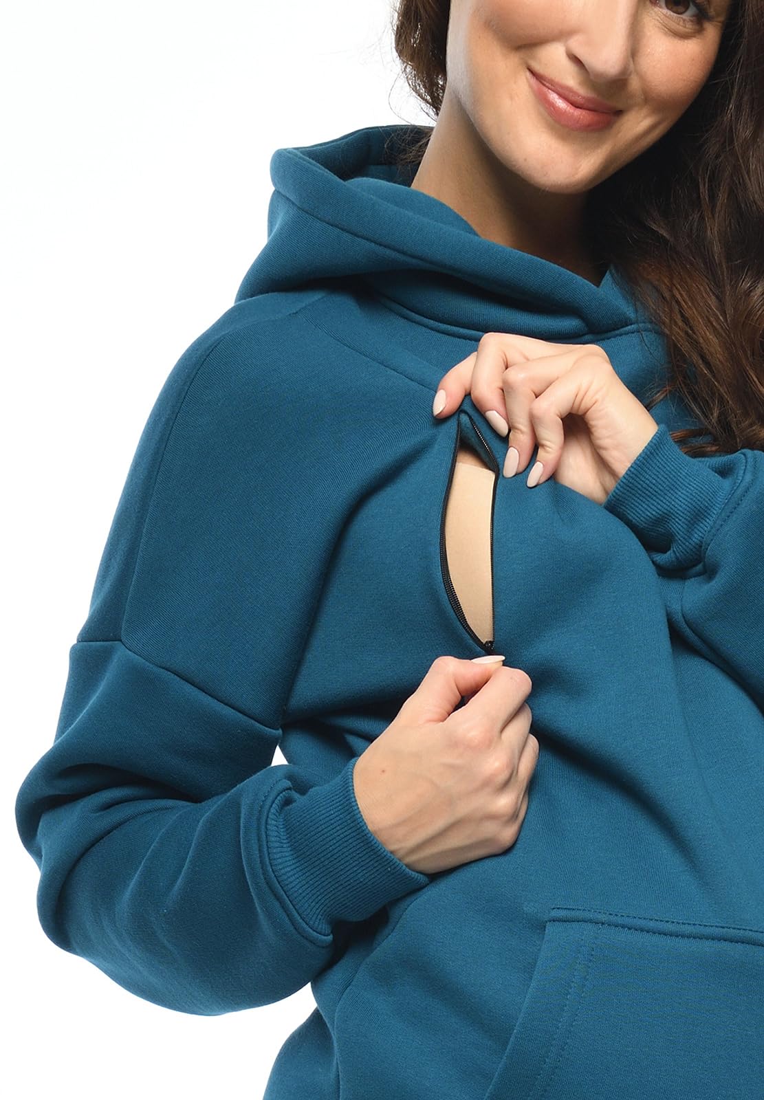 MijaCulture Moda ciążowa 2 w 1 sweter do karmienia i sweter ciążowy top do karmienia Molly M001 (M, petrol)