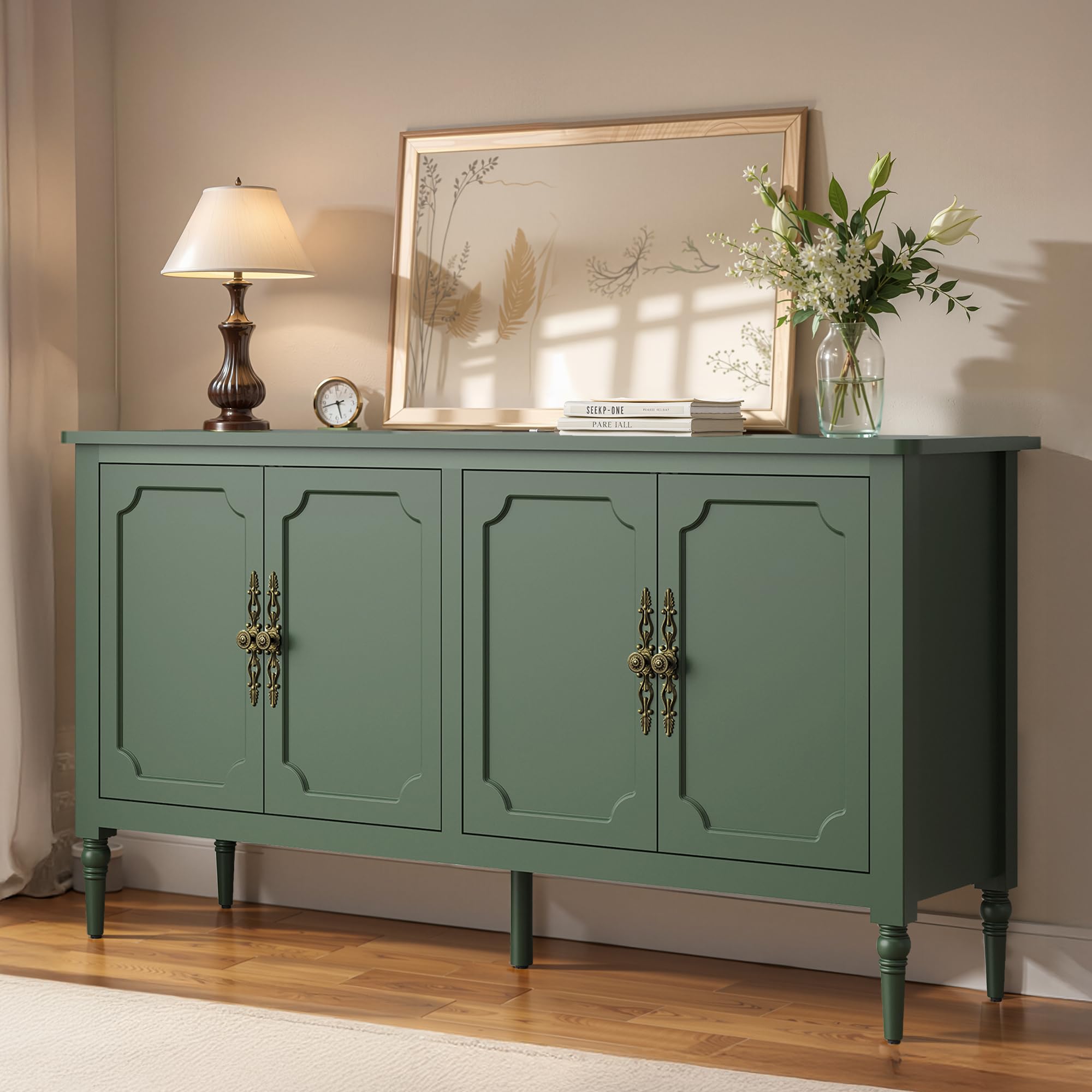 FansaFurn 58" Sideboard Buffet Cabinet for Kitchen &amp; Coffee Bar, Green2