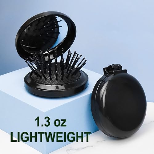 Miniatura 9 de 50 cepillos de pelo plegables para espejo de viaje, cepillo de pelo redondo plegable de bolsillo, mini peine de pelo compacto, tamaño de viaje,