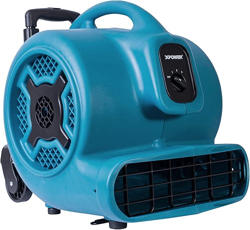 Miniatura 64 de XPOWER P-630HC Pro 1/2 HP 2800 CFM Movimiento de aire centrífugo, secadora de alfombras, ventilador de piso, soplador, mango telescópico y ruedas