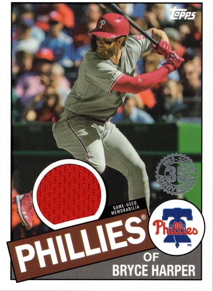 2020 Topps 1985 Relics #85R-BH Bryce Harper Game Worn Phillies Jersey Baseball Card
