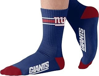 FOCO NFL Men's Official Primary Logo Wordmark Premium Crew Socks With Drawstring Ornament Bag