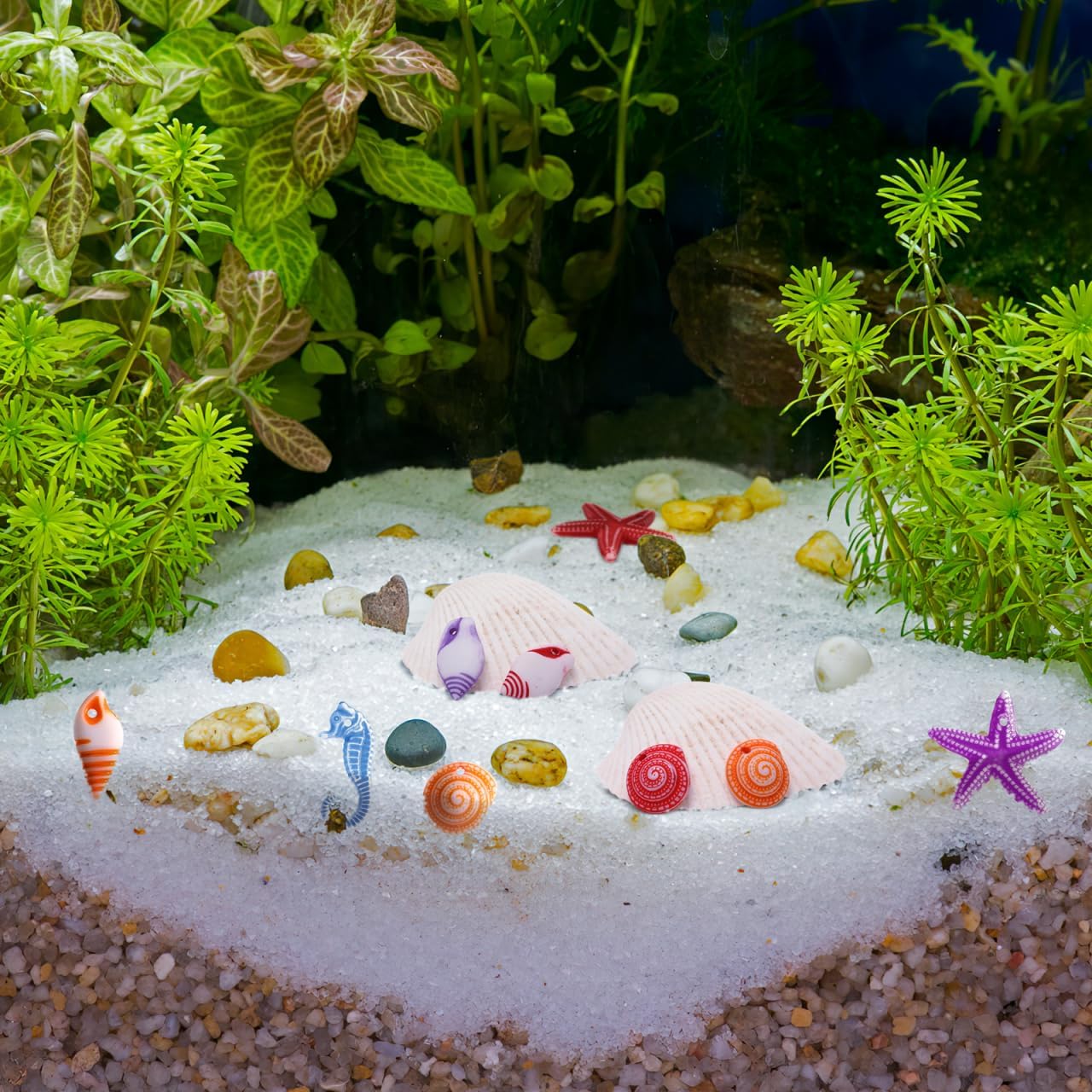 48pcs Miniature Seahorse Conch Nautical Decor | Resin Ocean Marine Animal Ornaments for Fairy Garden Accessories | Coastal Terrarium Micro Landscape DIY Crafts