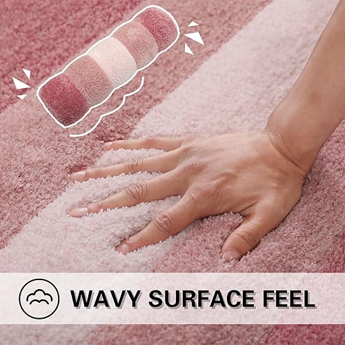 Miniatura 4 de WAMRLY - Alfombras de baño de poliéster extrasuave, absorbentes de agua, alfombras peludas de felpa antideslizantes, lavables a máquina, para baño