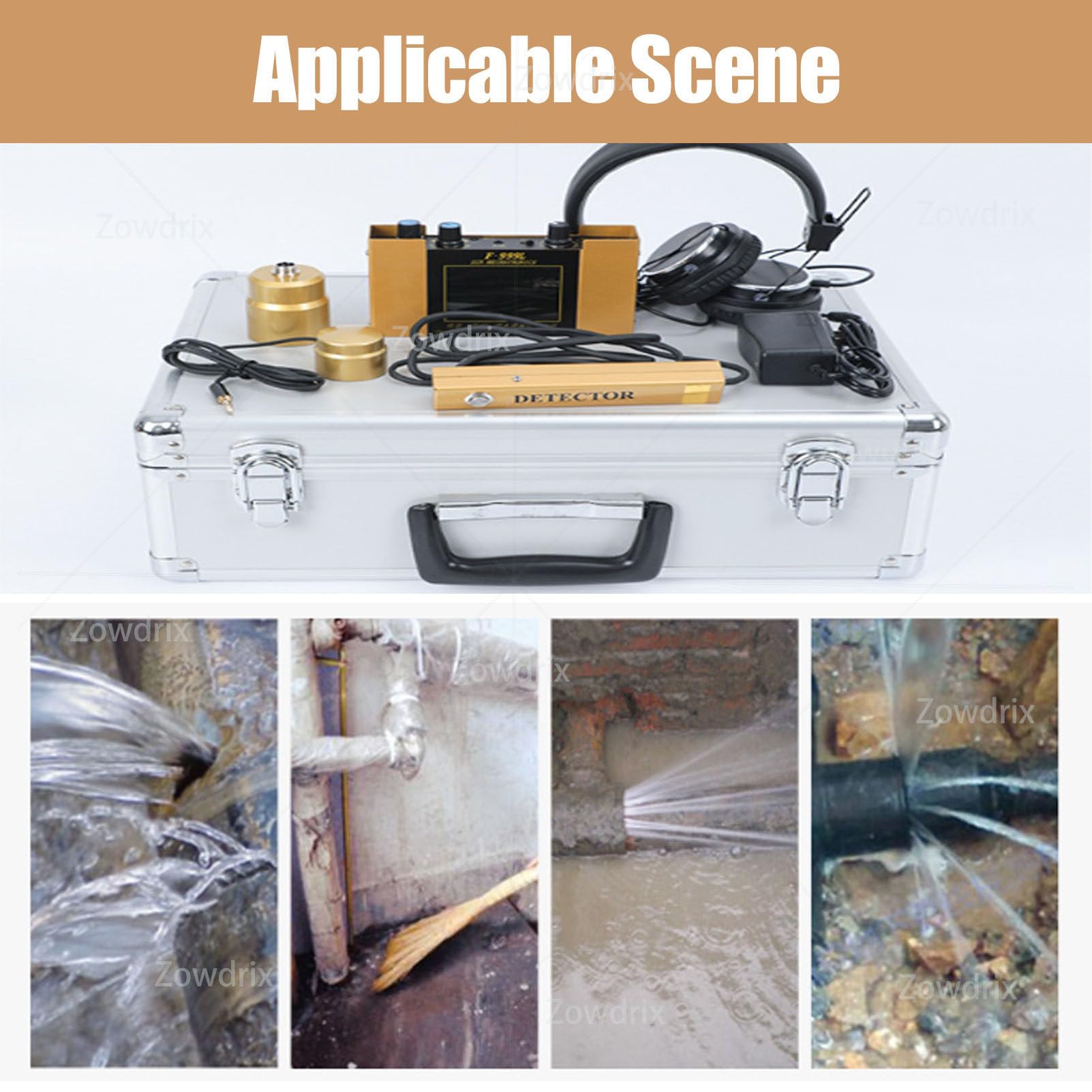 Rilevatori Professionali di Perdite d'Acqua, con Display Digitale, Custodia per Il Trasporto, Rilevatore di Perdite d'Acqua nelle Tubature Sotterranee per Cantieri Edili