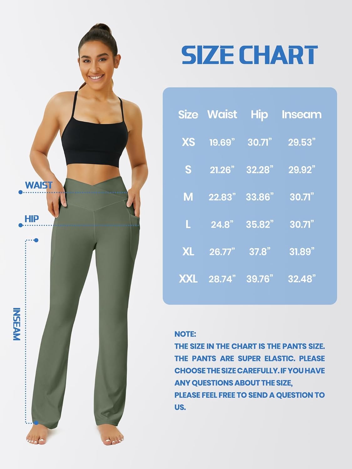 Yoga Pants Women, Flare Leggings for Women with Pockets Crossover High Waisted Bootcut Yoga Pants - Image 2