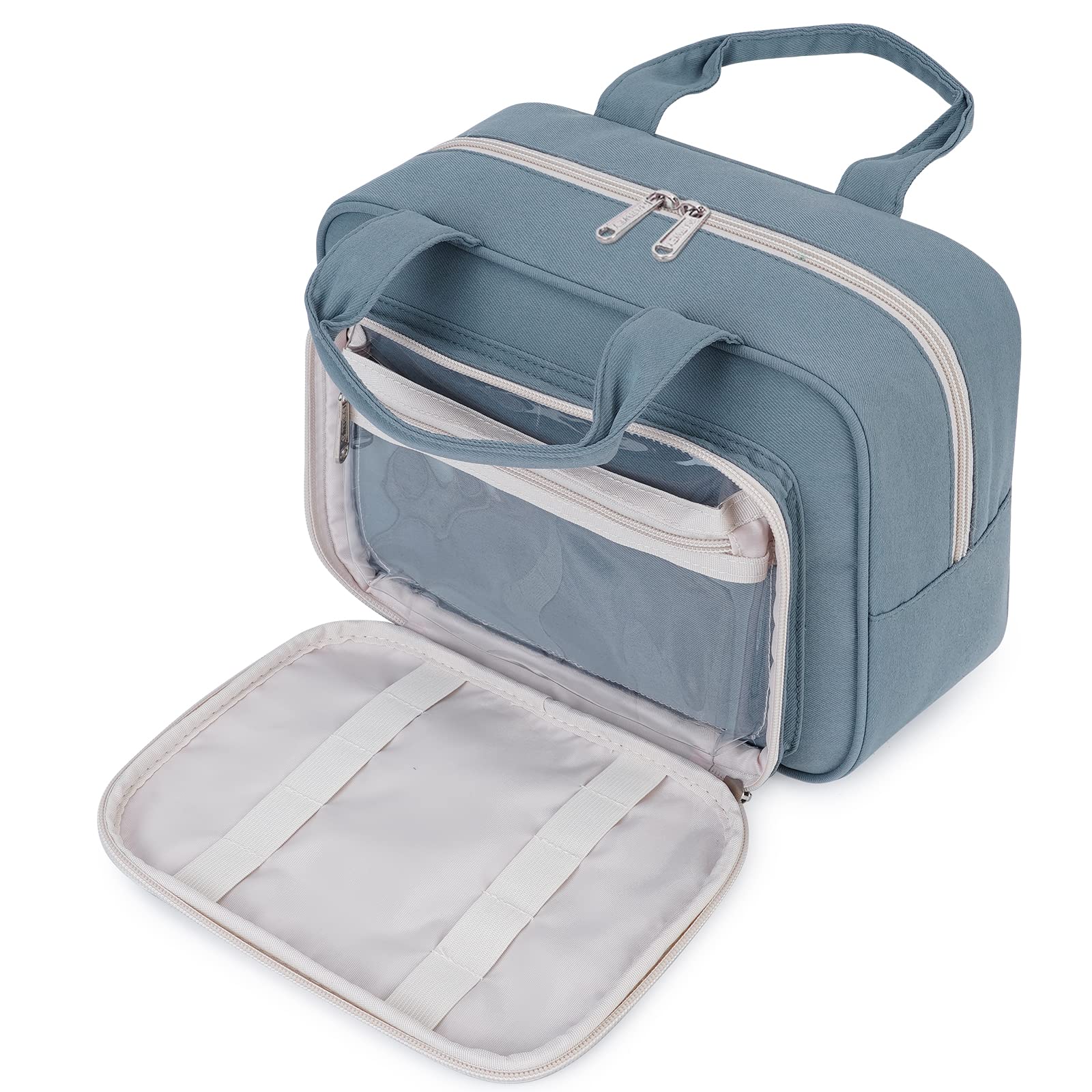 Narwey Bolsa de Aseo Grande para Colgar Bolsa de Maquillaje Organizador de Cosméticos para Mujeres y Niñas Neceser (Gris Azul)
