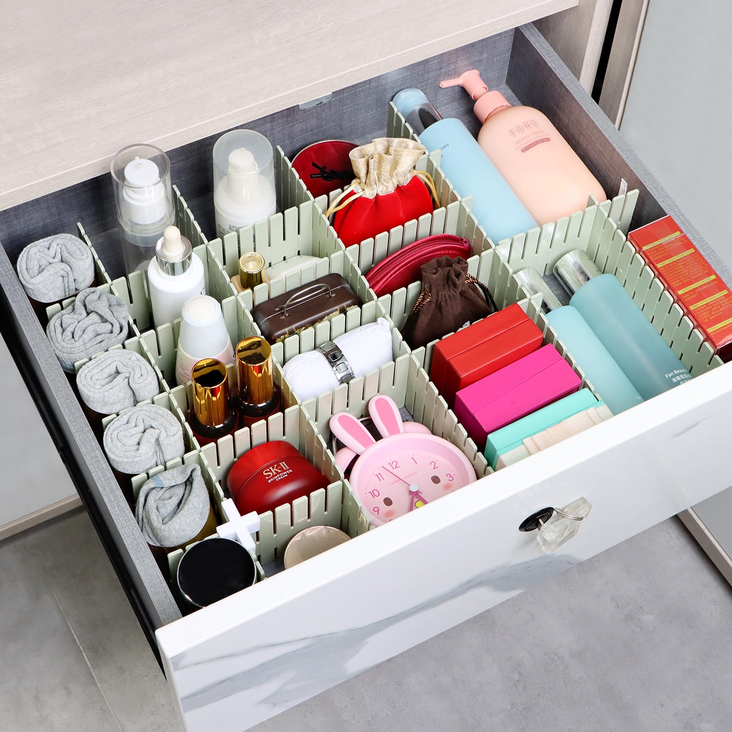 Divisori Per Cassetti Regolabili - 16 Pezzi Bianchi, 32.4x7cm, Organizzatore Per Cucina, Ufficio - Foto 4