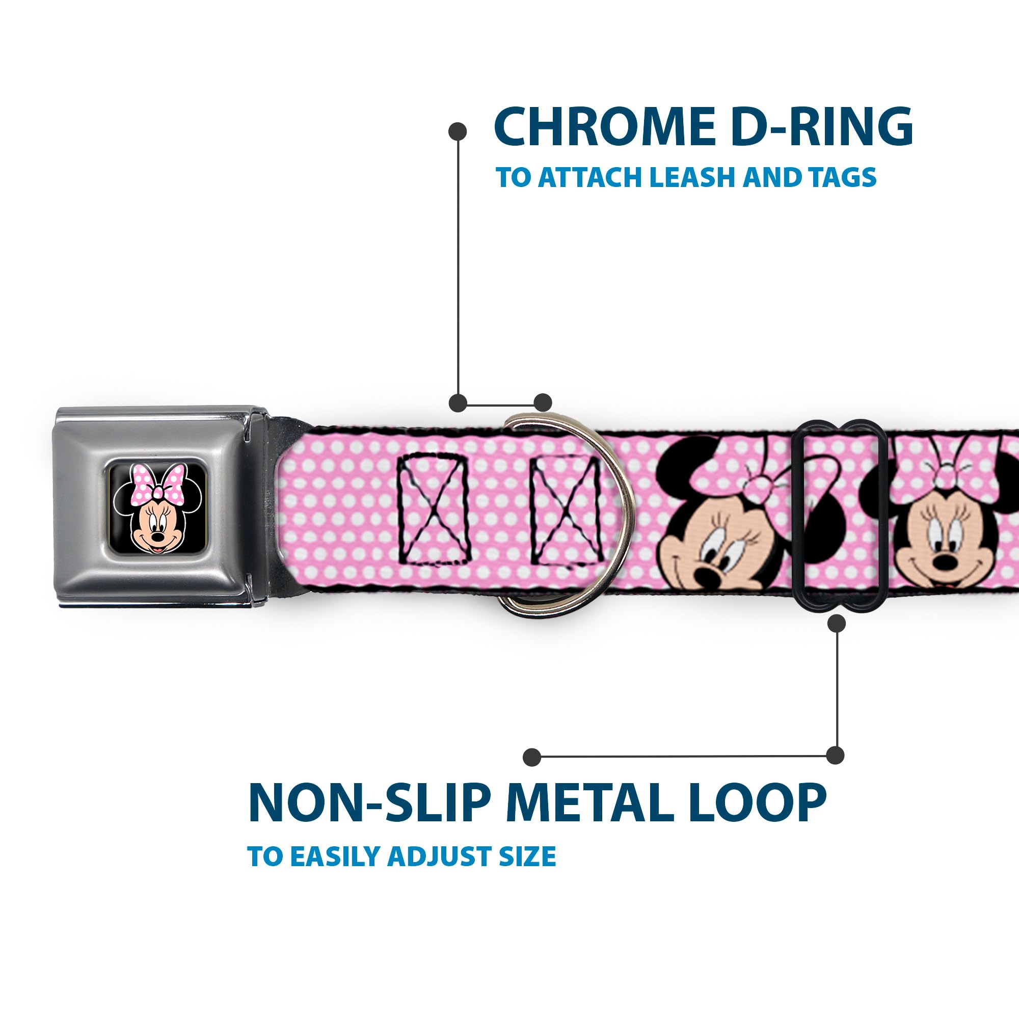 Buckle-Down Hundehalsband – Sicherheitsgurt-Schnalle, Motiv Mickey Mouse, 2,5 Cm Breit, Für Halsumfang 22,9-38,1 Cm (Größe S)