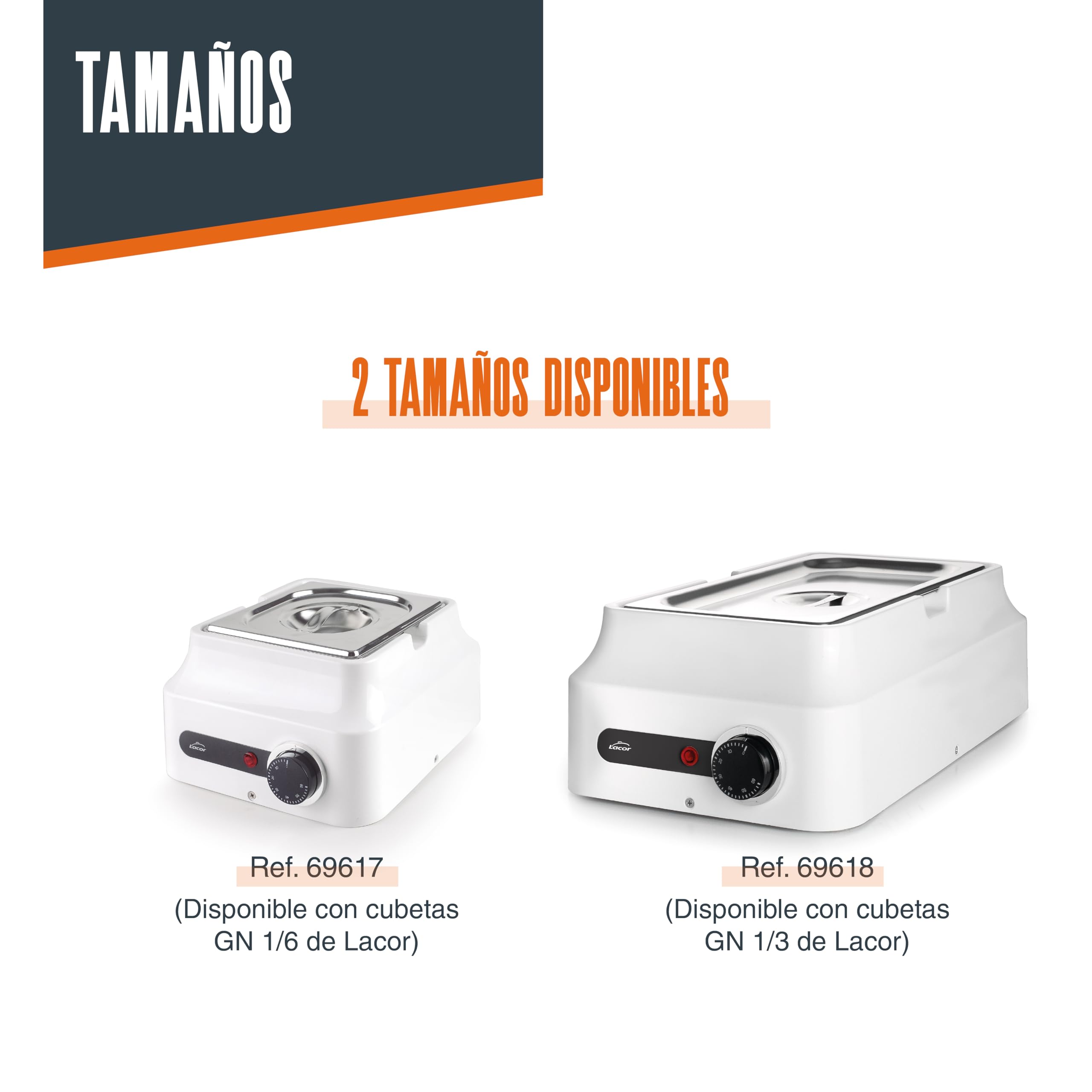 Lacor - 69618 - Baño María Chocolate, White, 3,8 L, Acero Inoxidable 18/10, 80W, Termostato Regulable 0-60ºC, Fundidor y Atemperador de Chocolate Profesional, Calentamiento 3D