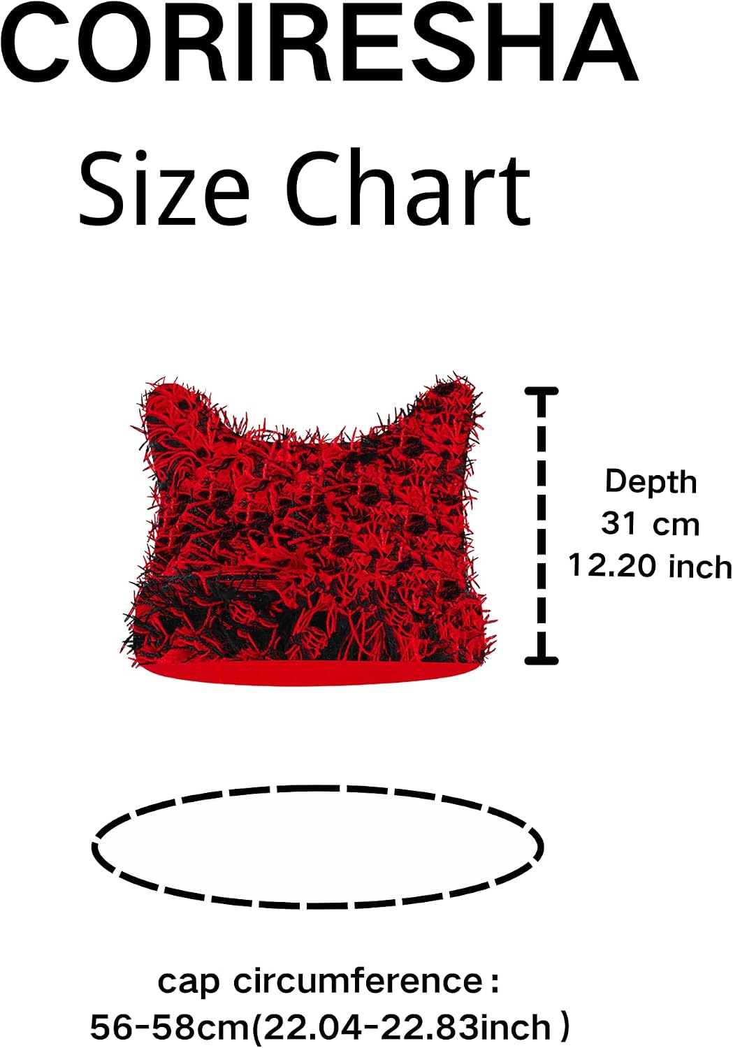 CORIRESHA Women's Cute Cat Ear Beanie Y2K Fuzzy Distressed Hat Grunge Emo Clothes