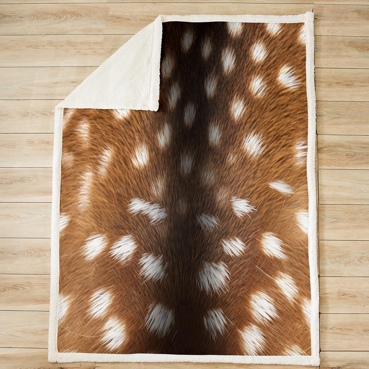 Cow Fur Print Fleece Throw Blanket Throw 50"x60" Cowhide Deer Fur Print Plush Blanket Western Farm Animal Skin Sherpa Blanket Soft Farm Animal Fuzzy Blanket Western Cowboy Farmhouse Flannal Blanket