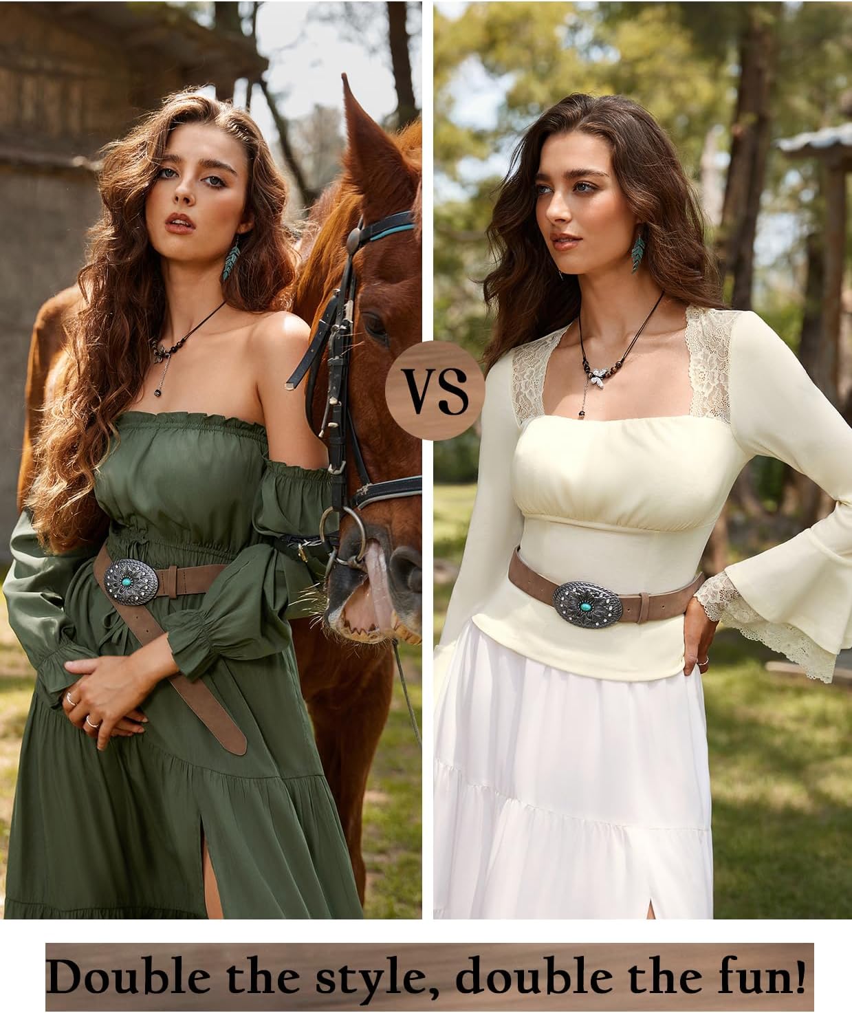 Scarlet Darkness Western Belt for Women Leather Cowgirl Belt with Turquoise Buckle Country Belts for Jeans Dresses - Image 4