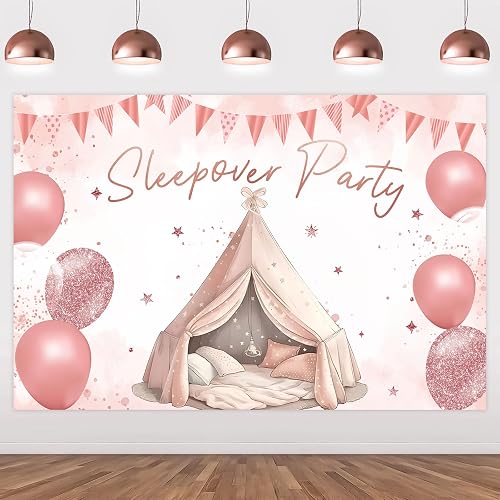 Kreatwow Sleepover Backdrop für Mädchen Rose Gold Sleepover Party Dekorationen R