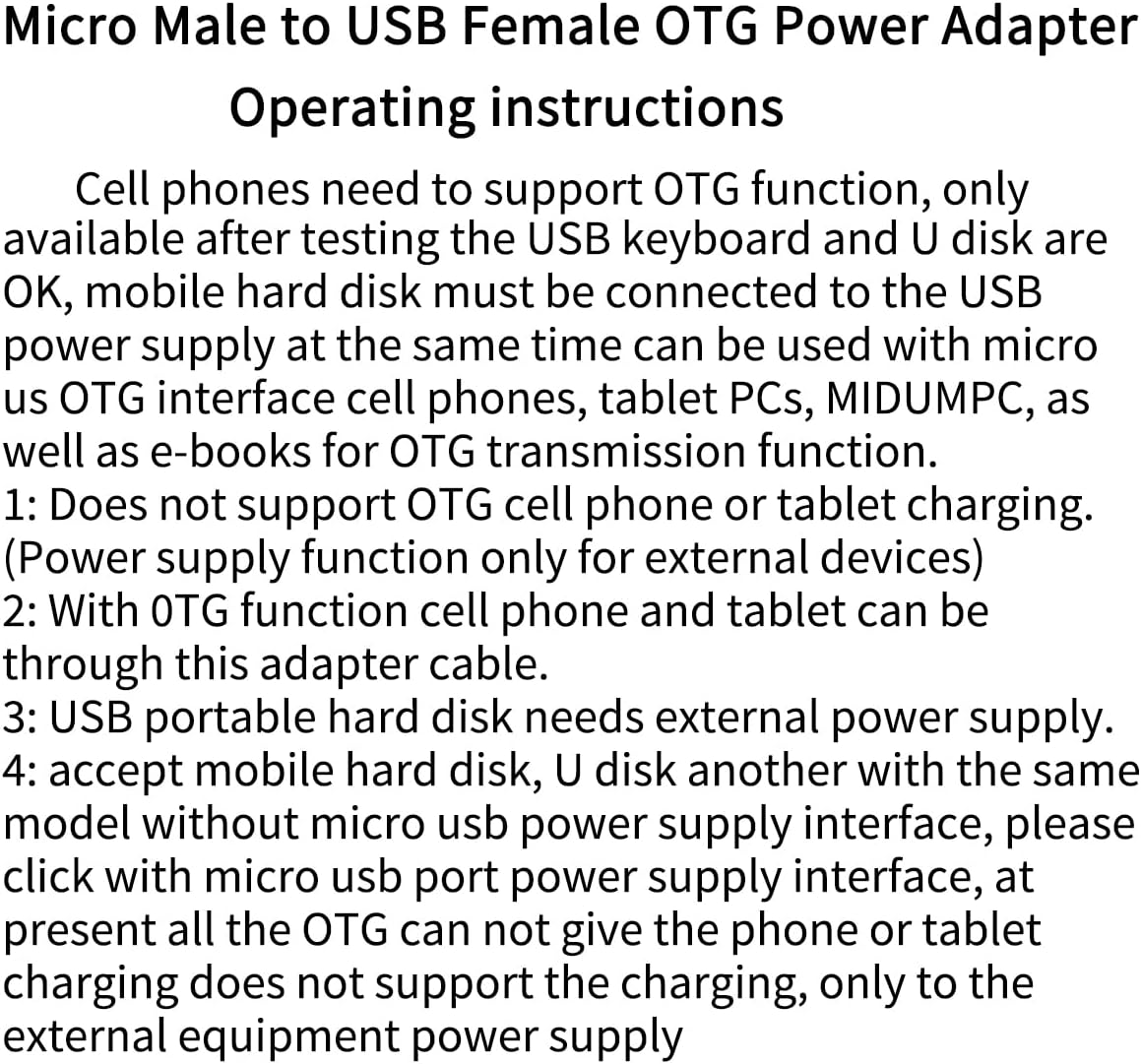 2-in-1 Powered Micro USB OTG Adapter 90 Degree Right Angled with Micro USB Power Charging Port 2 Pack